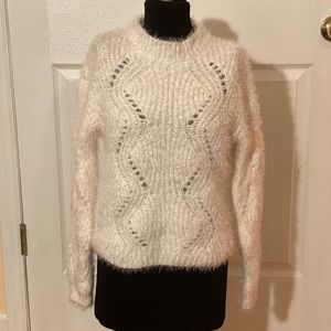 Cozy Ivory Mohair Mock Neck Sweater